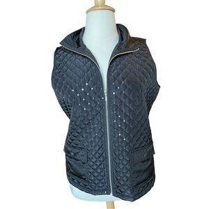 Chicos Weekends Size 3 Black Sequin Vest with Pockets
